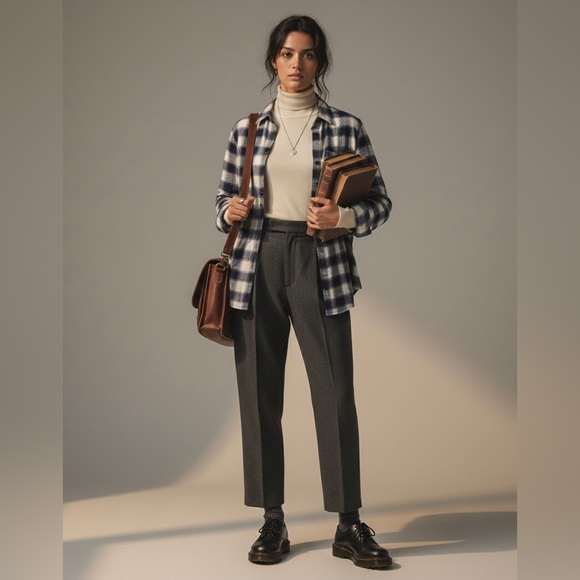 VANS Flannel Plaid Shirt Dark Academia Grunge Streetwear Staple - Picture 12 of 13